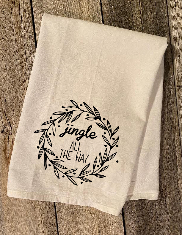 jingle all the way dish towel