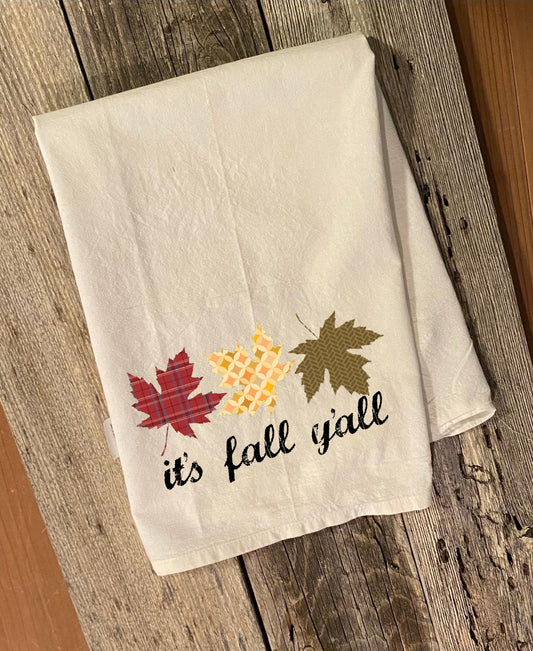 it's fall y'all dish towel